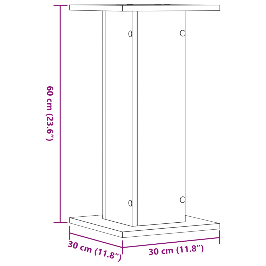 vidaXL Plöntustandar 2 stk Reyklituð Eik 30x30x60 cm Samsettur Viður