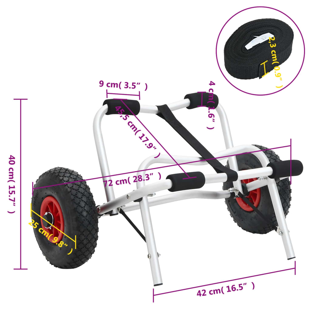 vidaXL Vagn fyrir Kajak Samfellanlegur 45 kg Ál