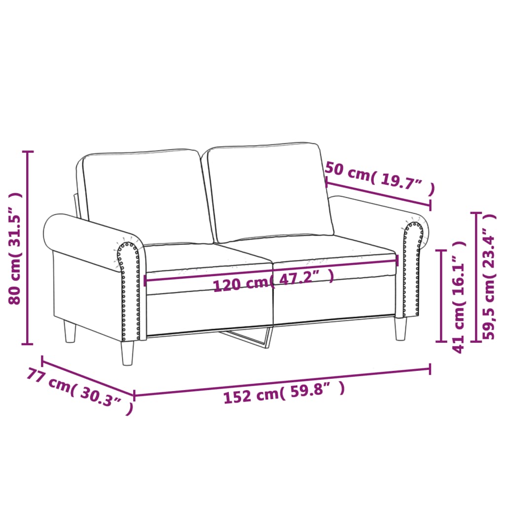 vidaXL 2 Sæta Sófi Ljósgrár 120 cm Flauel