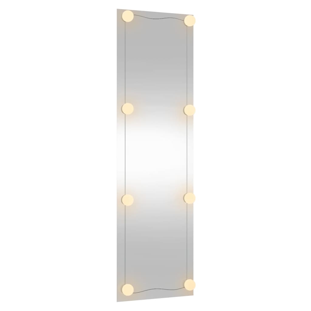 vidaXL Veggspegill með LED ljósum 30x100 cm Glerrétthyrningur