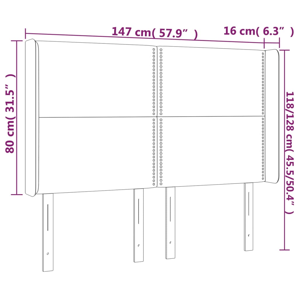 vidaXL Höfðagafl með Eyrum 147x16x118/128 cm Mógrár Efni