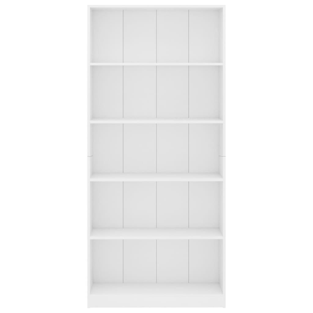 800918 vidaXL 5-Tier Book Cabinet White 80x24x175 cm Chipboard