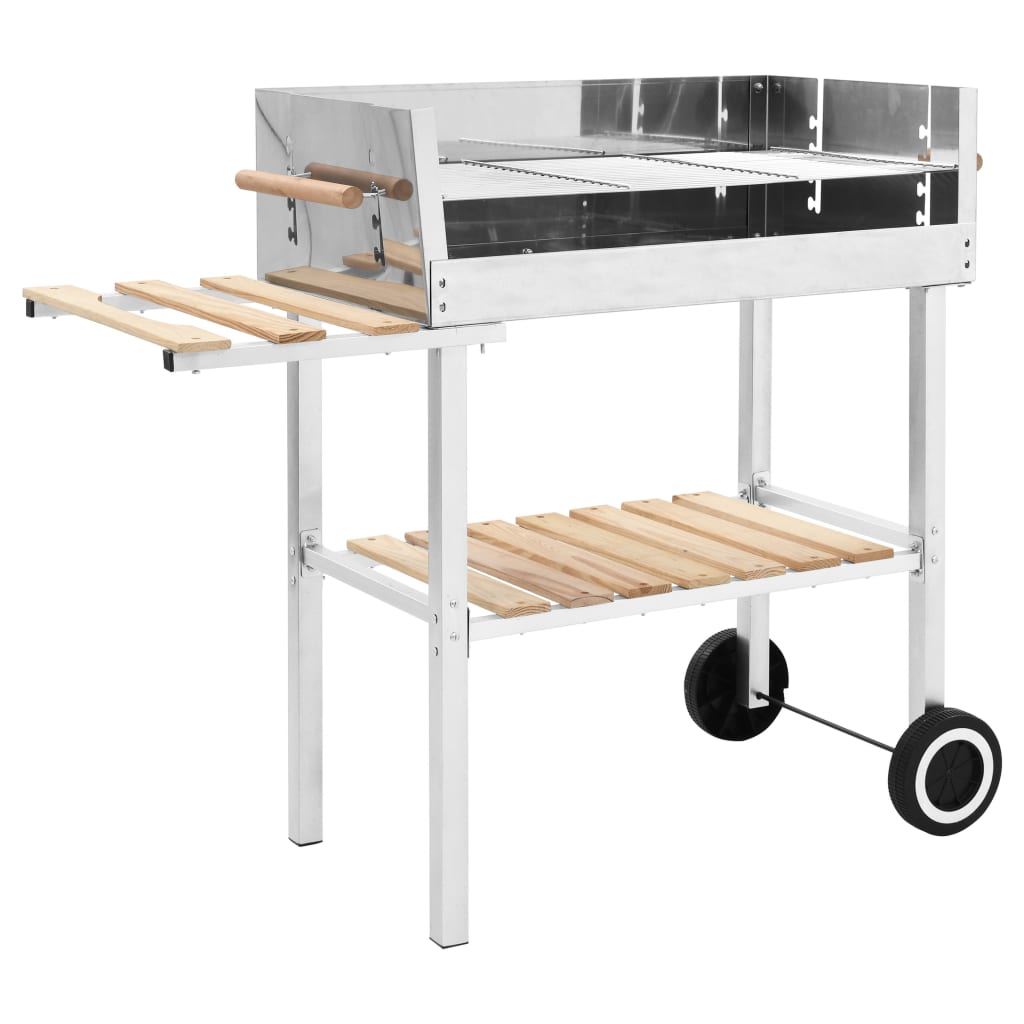 vidaXL XXL Kerra Kol BBQ Grill Ryðfrítt Stál með 2 Hillum