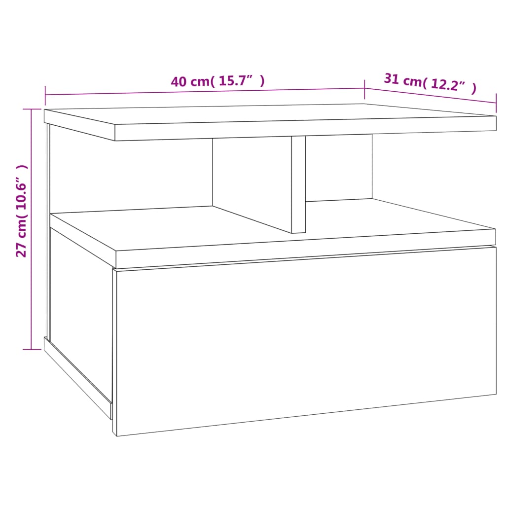 vidaXL Vegghengt Náttborð Brún Eik 40x31x27 cm Samsettur Viður