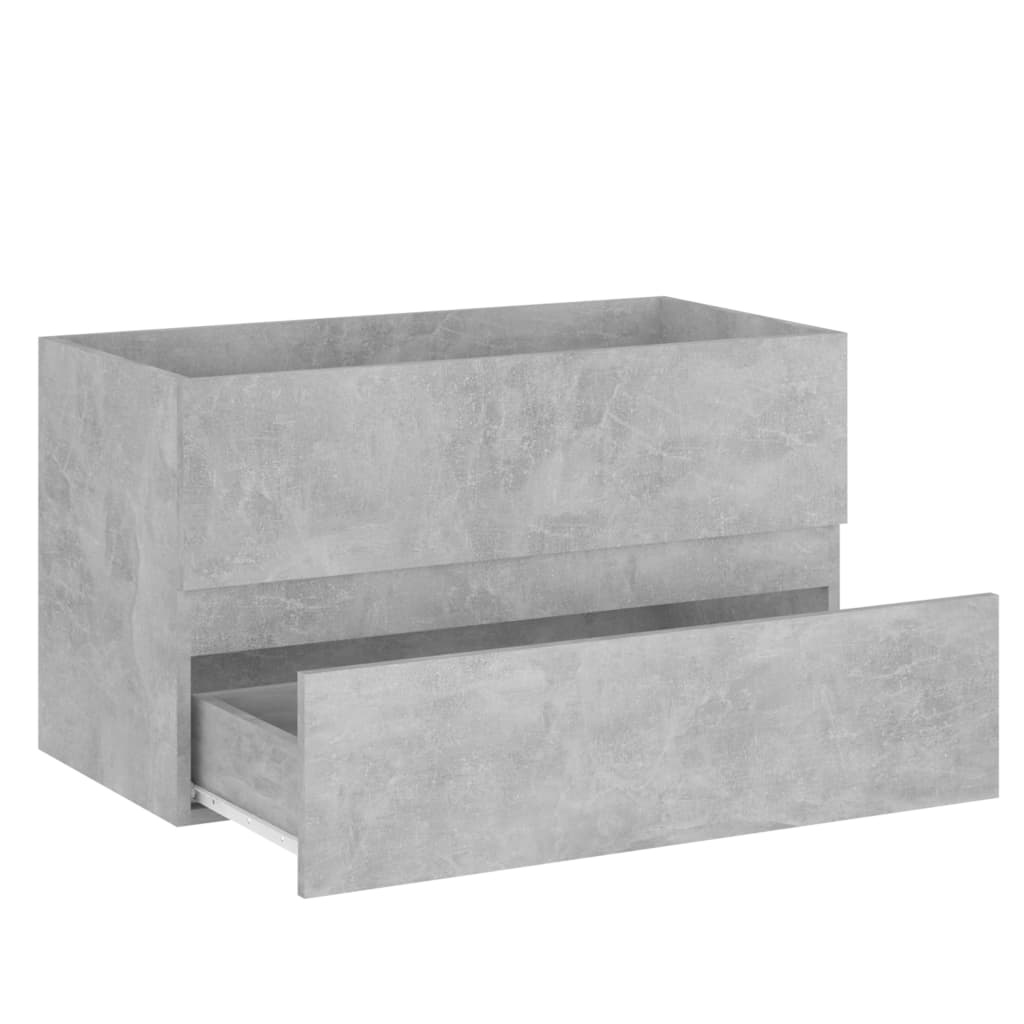 804885 vidaXL 2 Piece Bathroom Furniture Set Concrete Grey Chipboard