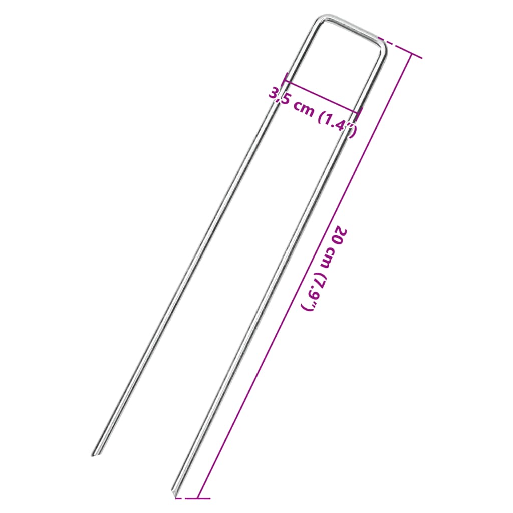 vidaXL Jarðhælar U-laga 25 stk 20x3,5 cm Galvanhúðað Stál