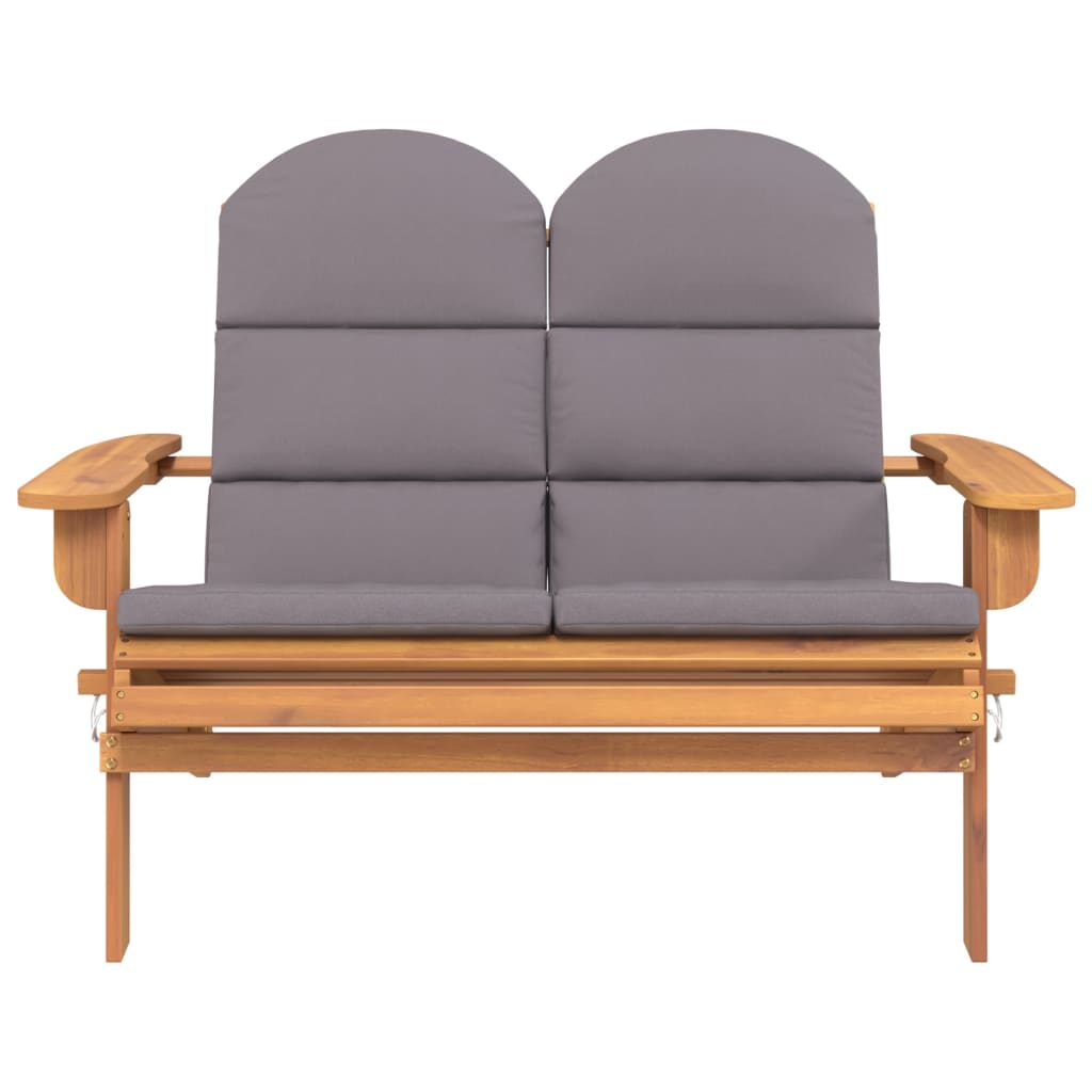 vidaXL Adirondack Garðbekkur með Púðum 126 cm Gegnheill Akasíuviður