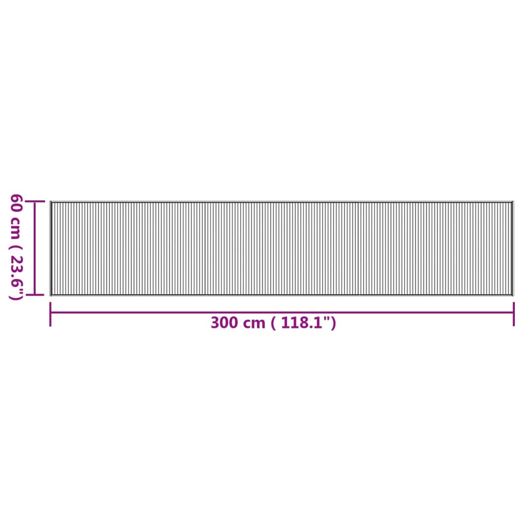 vidaXL Motta Rétthyrnd Náttúruleg 60x300 cm Bambus