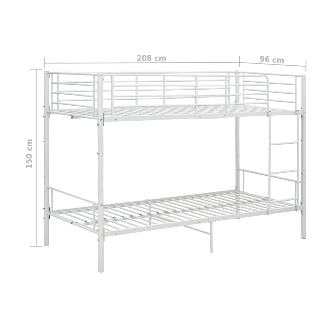 vidaXL Koja án Dýnu Hvítur 90x200 cm Málmur