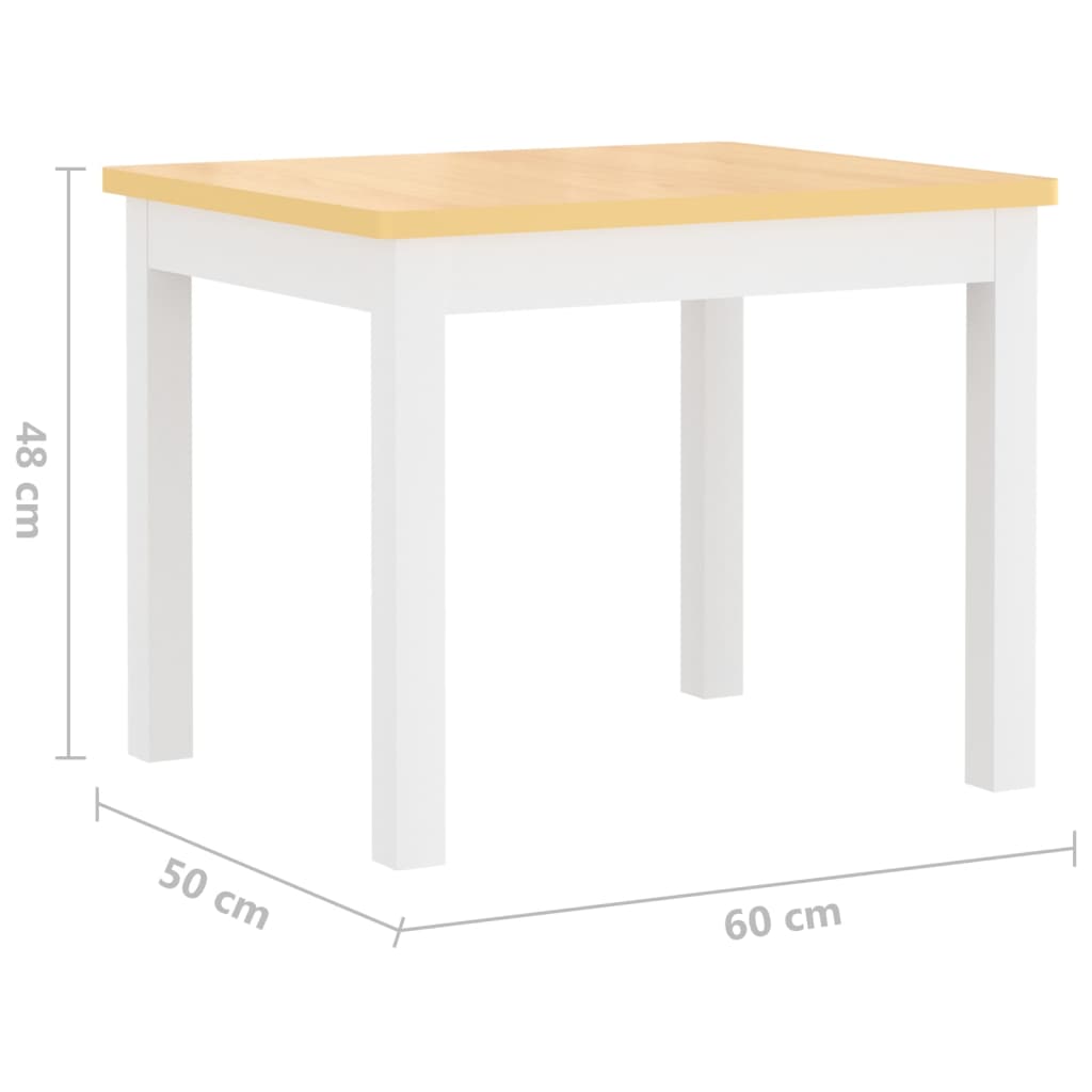 vidaXL 4 stykki barnaborð og stólasett Hvítt og drapplitað MDF