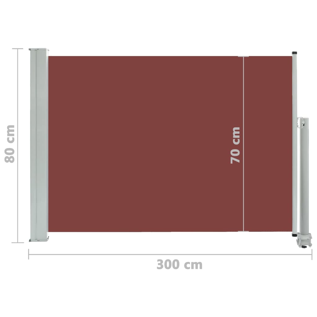 vidaXL Útdraganlegur Skjólveggur fyrir Verönd 80x300 cm Brúnn