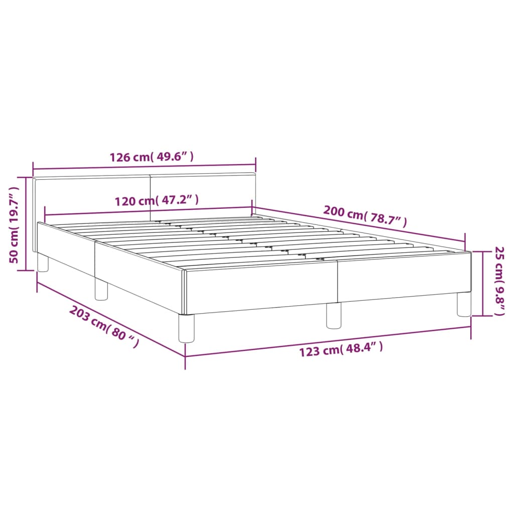 vidaXL Rúmgrind án Dýnu Svört 120x200 cm Tauáklæði