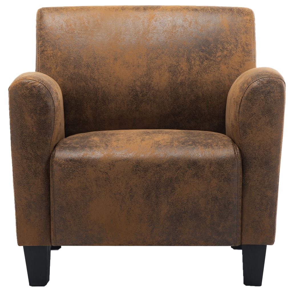 248618 vidaXL Sofa Chair Brown Faux Suede Leather
