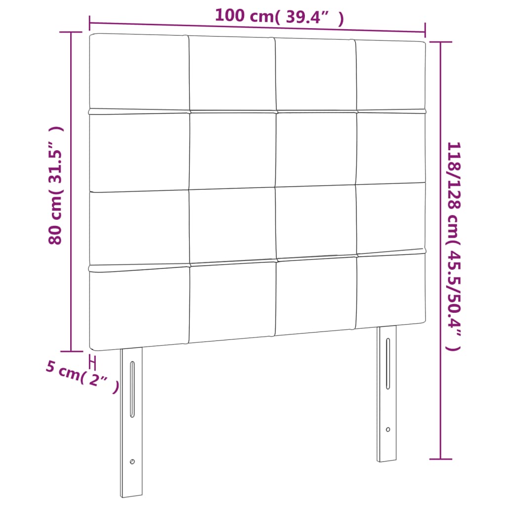 vidaXL Höfðagaflar 2 stk. 100x5x78/88 cm Svart Efni