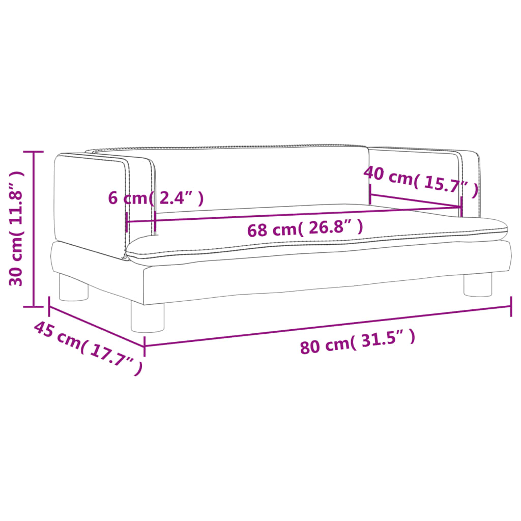 vidaXL Barnasófi Svartur 80x45x30 cm Gervileður