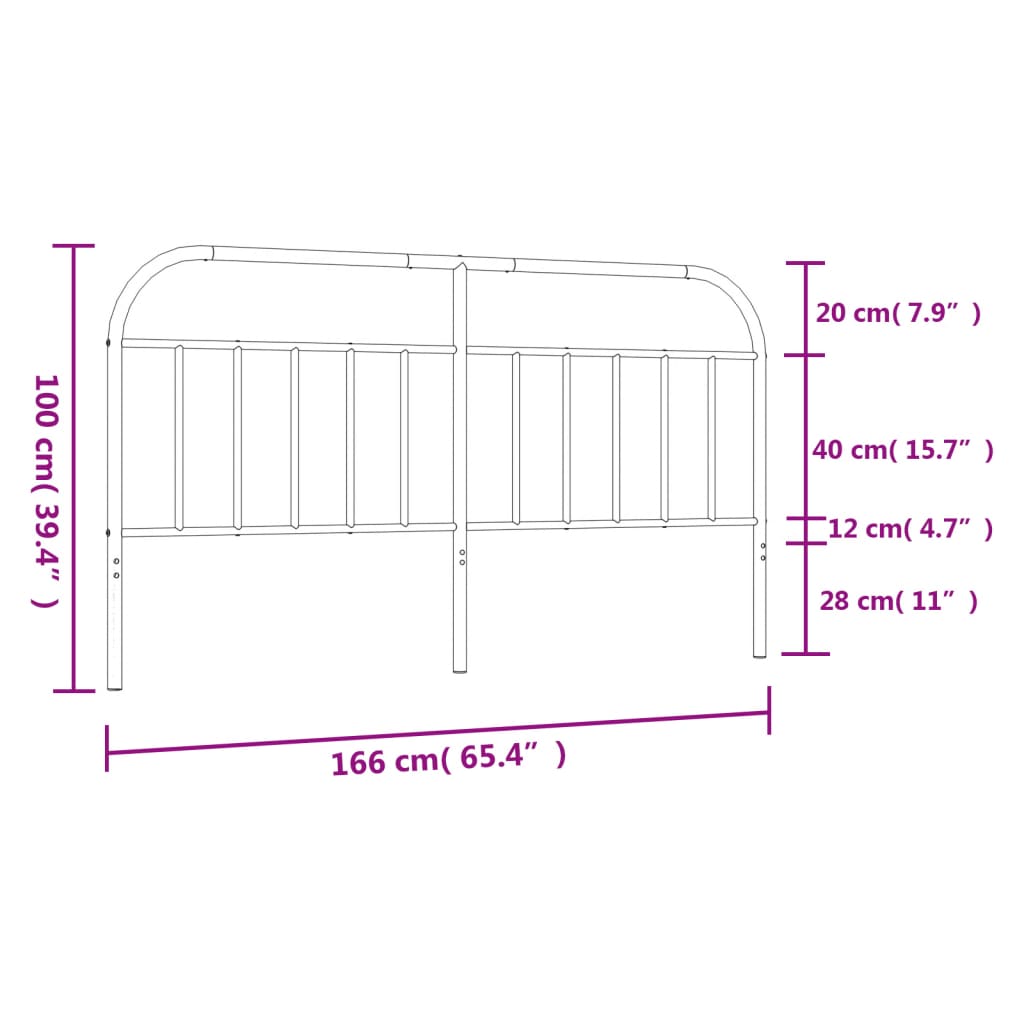 vidaXL Höfuðgafl úr Málmi Hvítur 160 cm