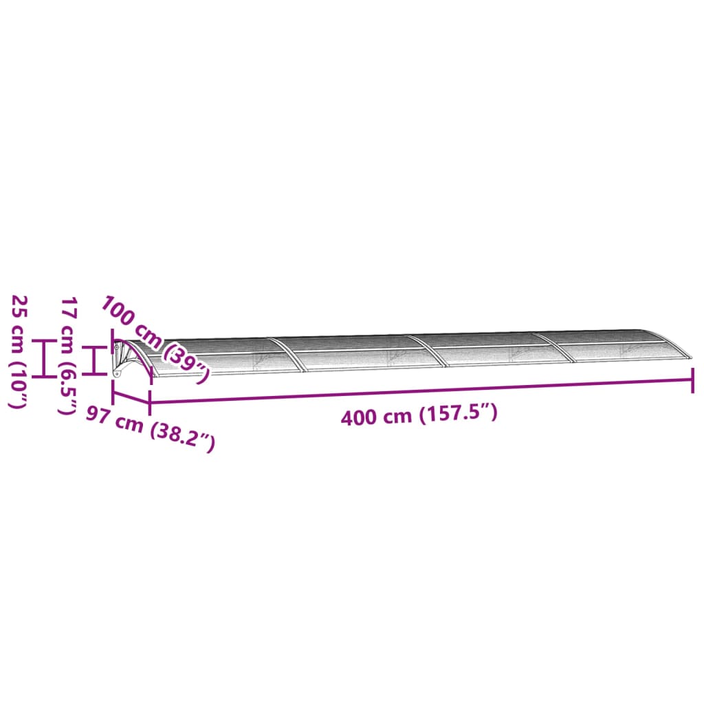 vidaXL Dyraskyggni Svart 400x100 cm Pólýkarbónat