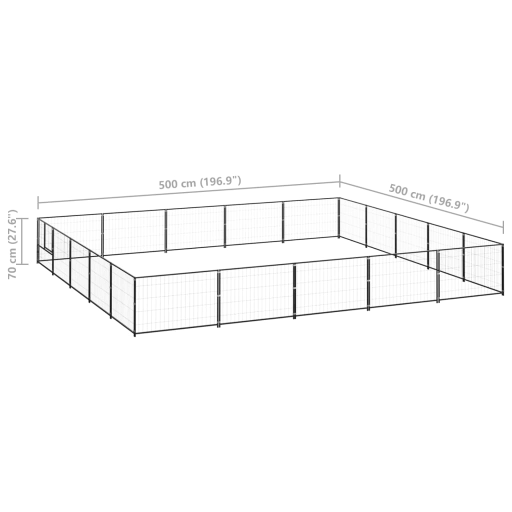 vidaXL Hundabyrgi Svart 25 m² Stál