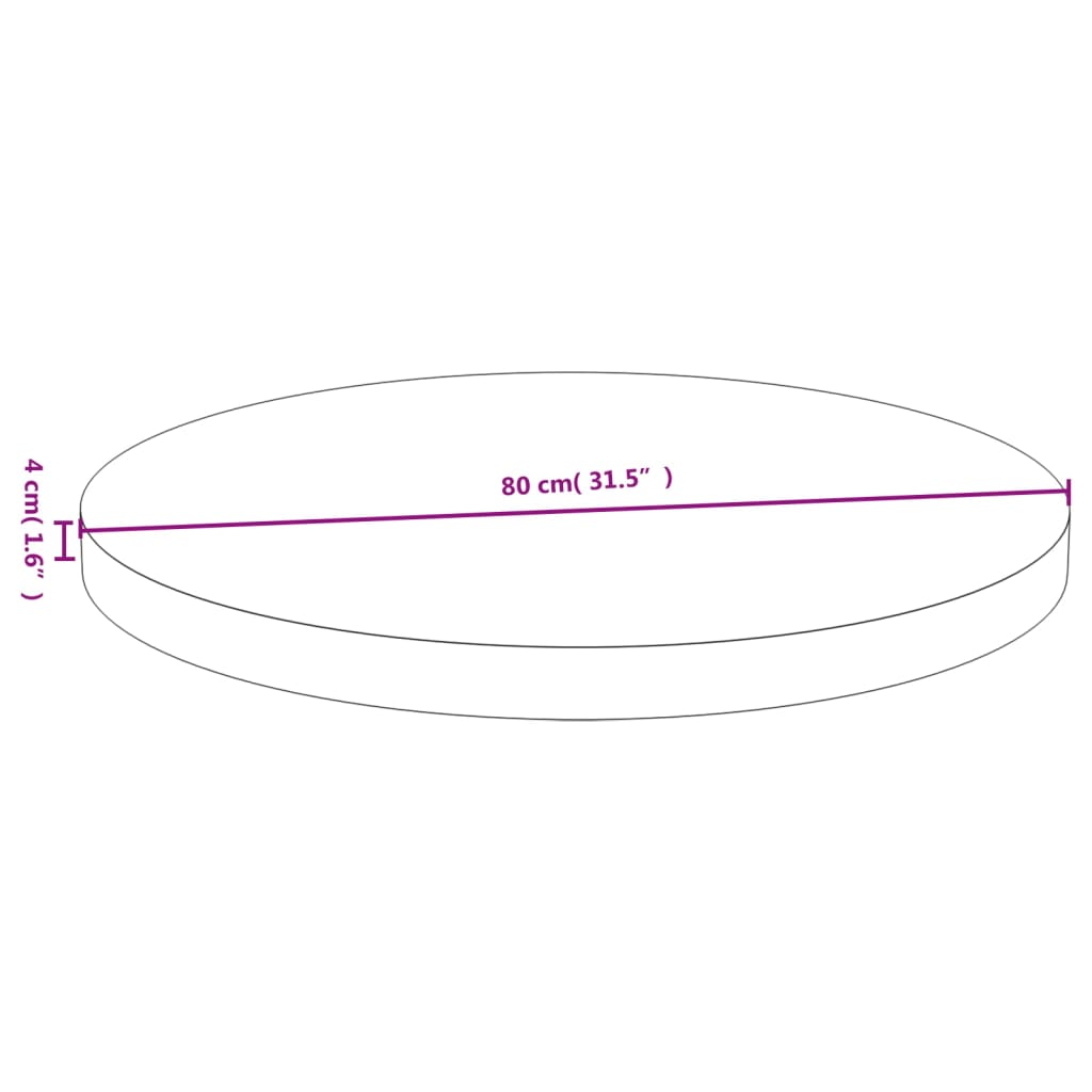 vidaXL Borðplata Ø80x4 cm Bambus