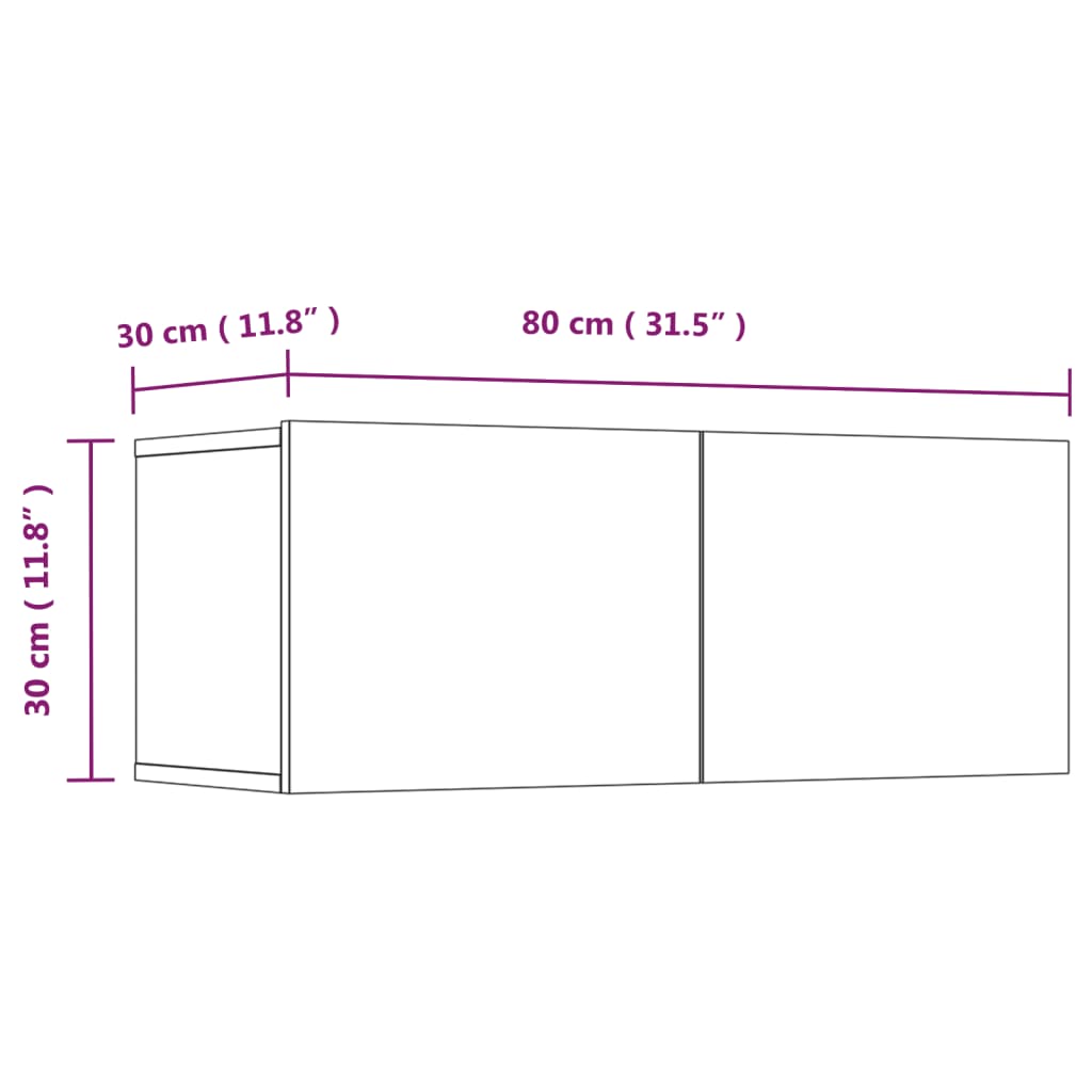 vidaXL Sjónvarpsskápar 4 stk. Eikarlitur 80x30x30 cm Samsettur viður