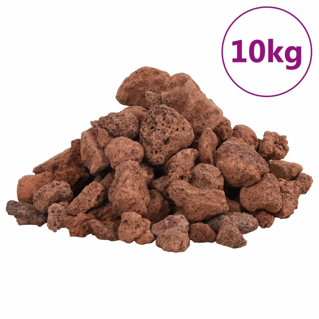 vidaXL Eldfjallabjörg 10 kg Rauður 1-2 cm