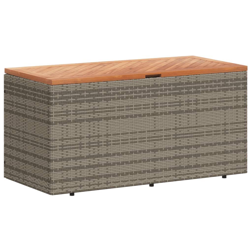 vidaXL Garðgeymslukassi 110x50x54 cm Grátt Pólýrattan Akasíuviður