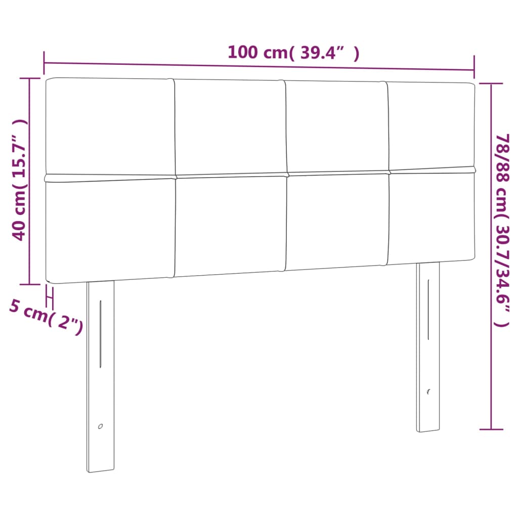 vidaXL Höfðagafl 100x5x78/88 cm Dökkblátt Flauel