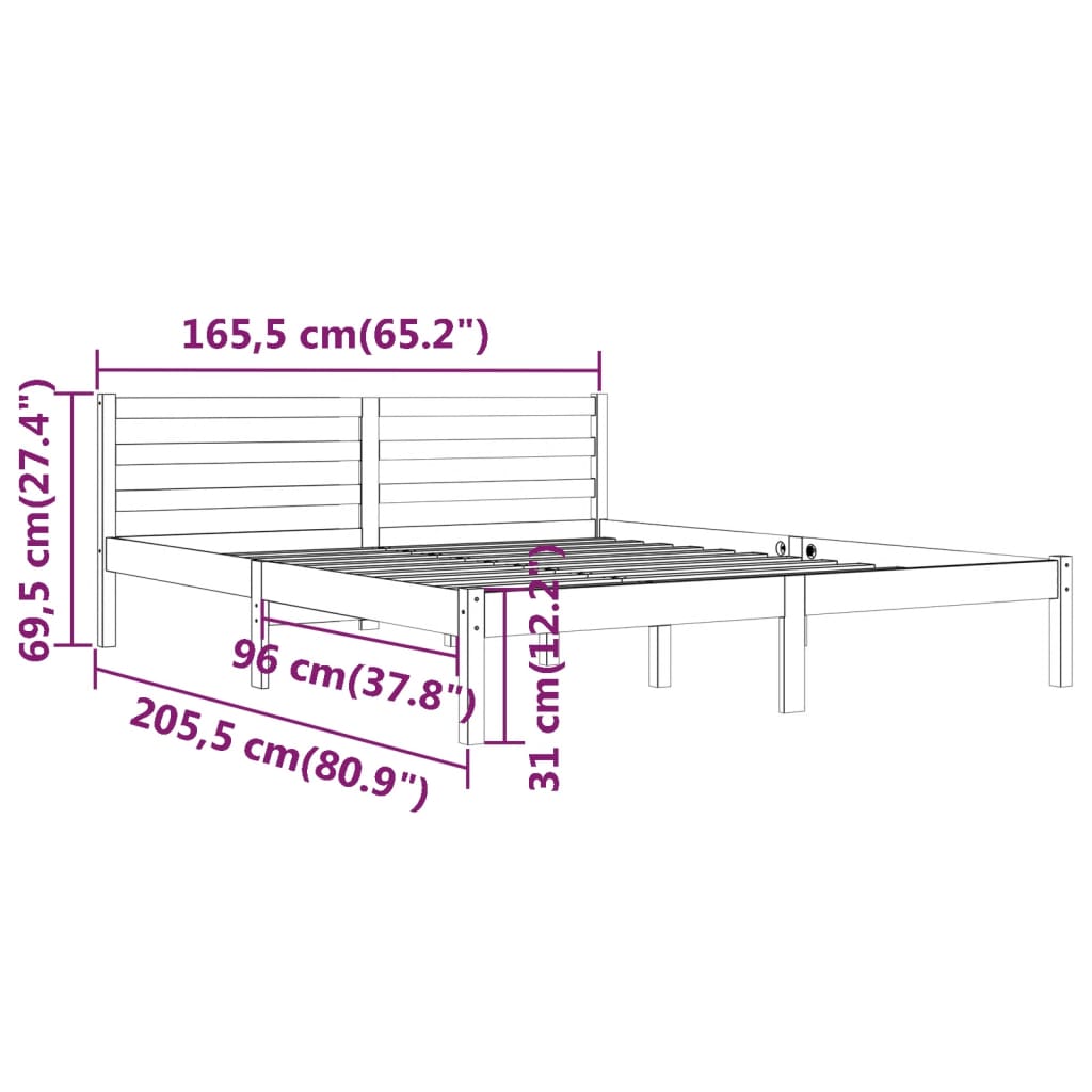 vidaXL Rúmgrind án Dýnu 160x200cm Gegnheil Fura