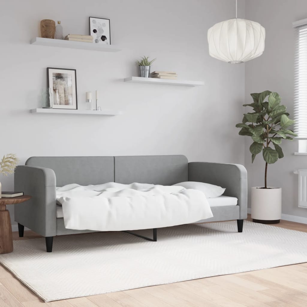 vidaXL Svefnsófi Ljósgrár 90x190 cm Efnisáklæði