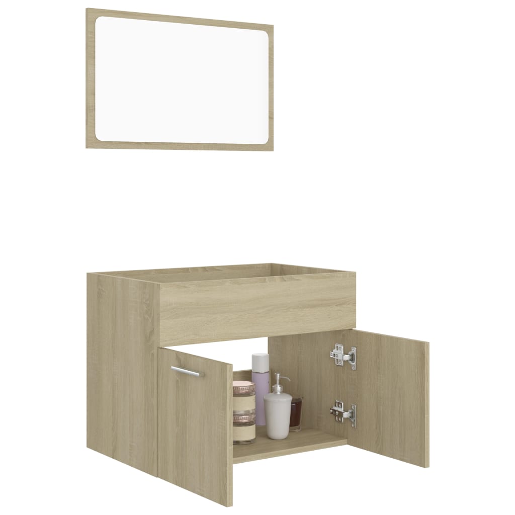 804785 vidaXL 2 Piece Bathroom Furniture Set Sonoma Oak Chipboard