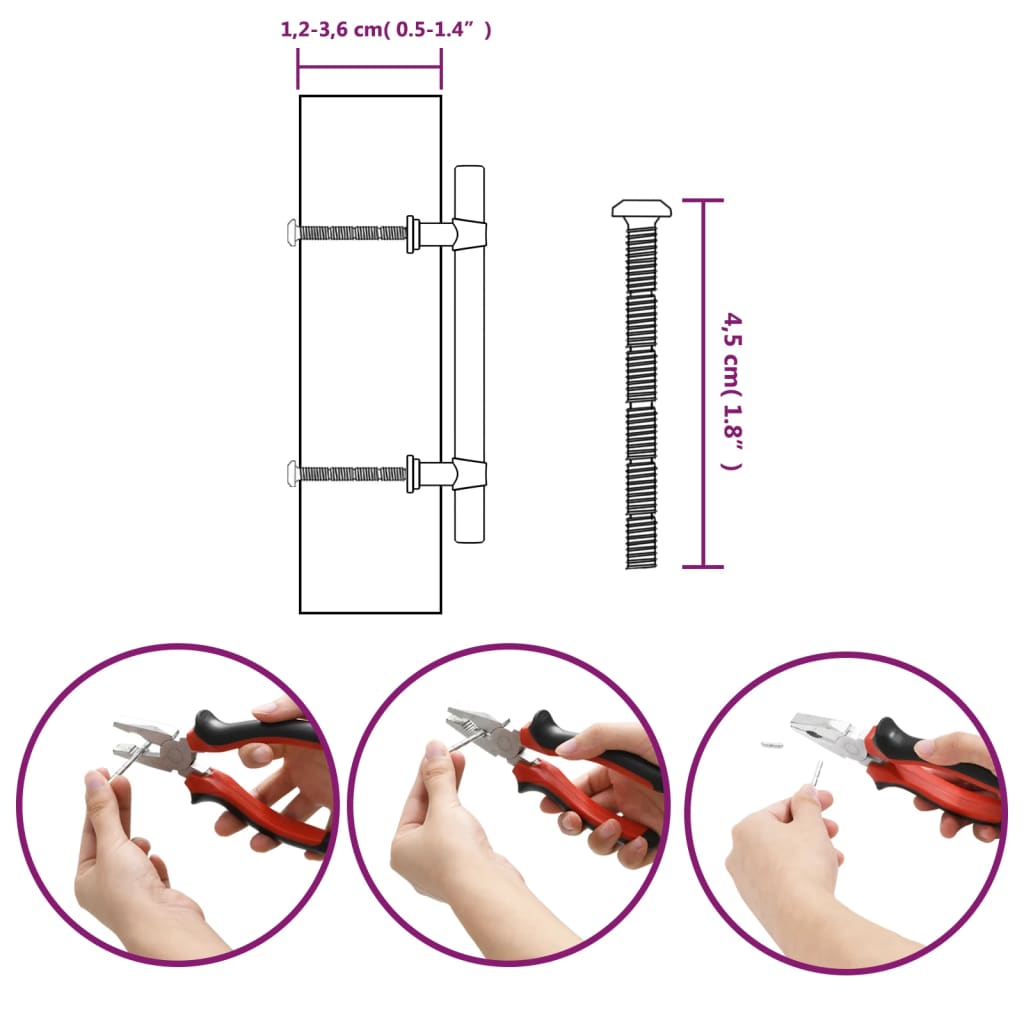 vidaXL Skápur Handföng 20 stk Svart 96 mm Ryðfrítt stál