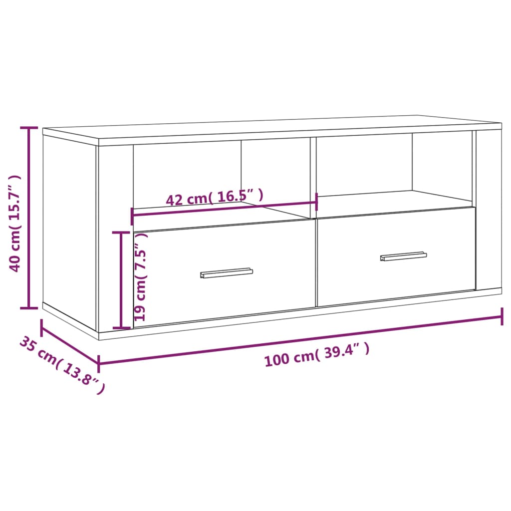 vidaXL Sjónvarpsskápur Grár Sonoma 100x35x40 cm Samsettur Viður