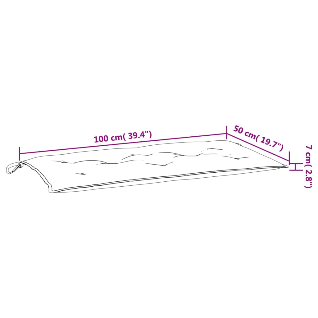 vidaXL Garðbekkjasessur 2 stk. Blátt blanda 100x50x7cm Oxfordefni