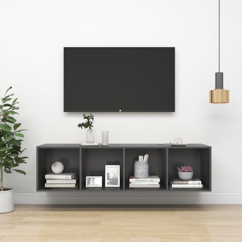 805491 vidaXL Wall-mounted TV Cabinet Grey 37x37x142,5 cm Chipboard