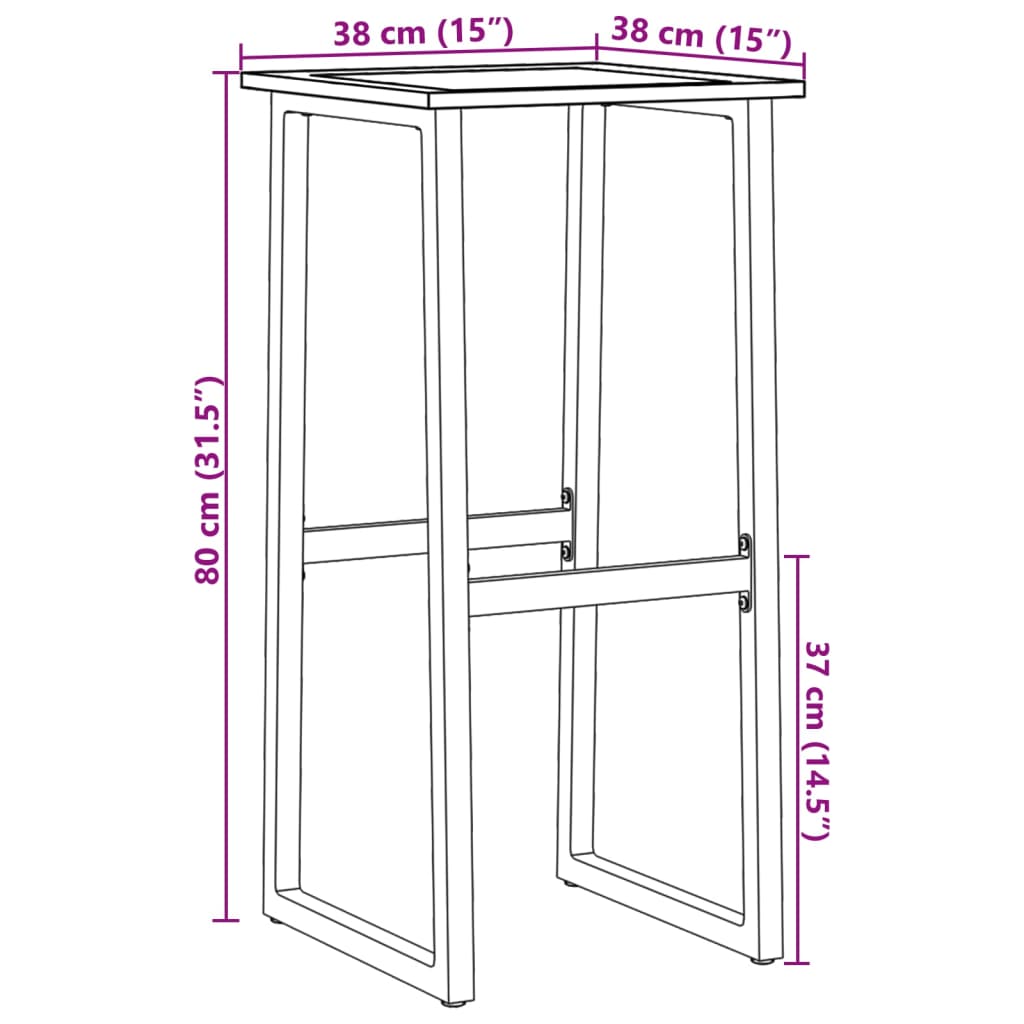 vidaXL Barstólar 2 stk Svartir 38x38x80 cm Dufthúðað Stál