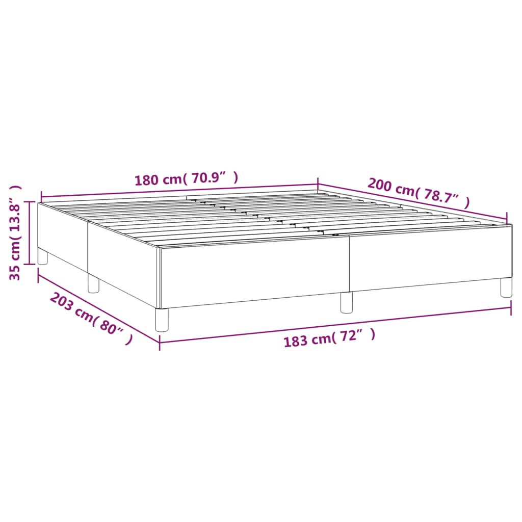 vidaXL Rúmgrind án Dýnu Ljósgráar 180x200 cm Tauáklæði