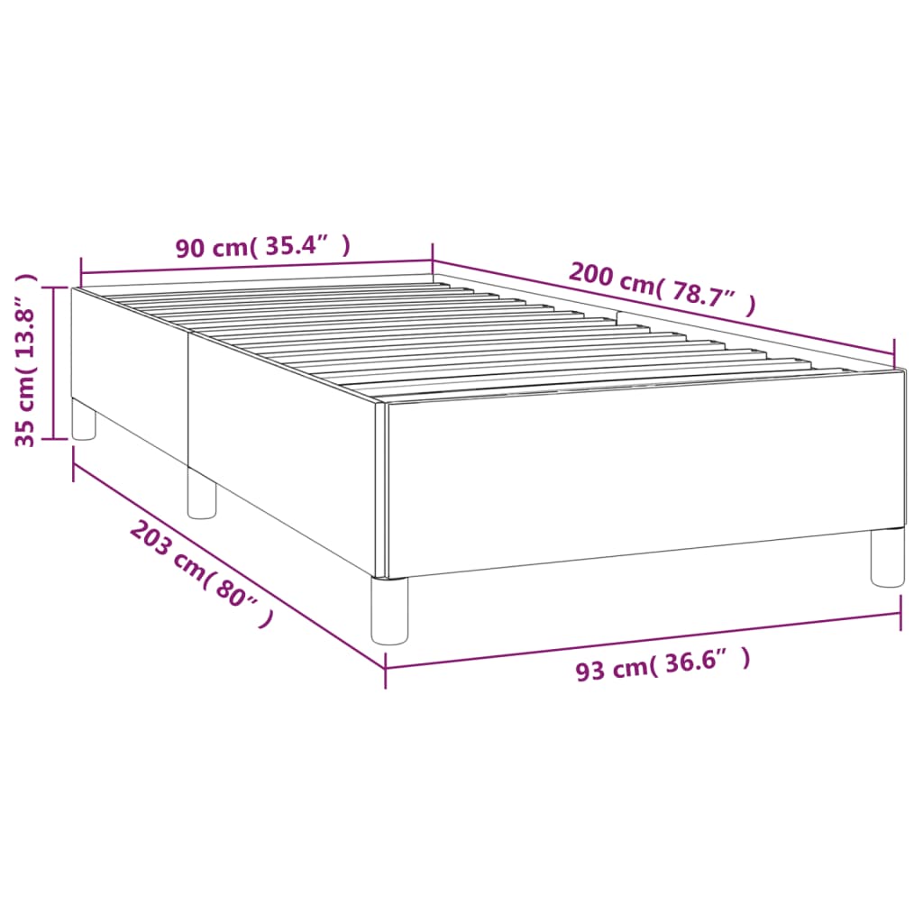 vidaXL Rúmgrind án Dýnu Mógrár 90x200 cm Textílefni