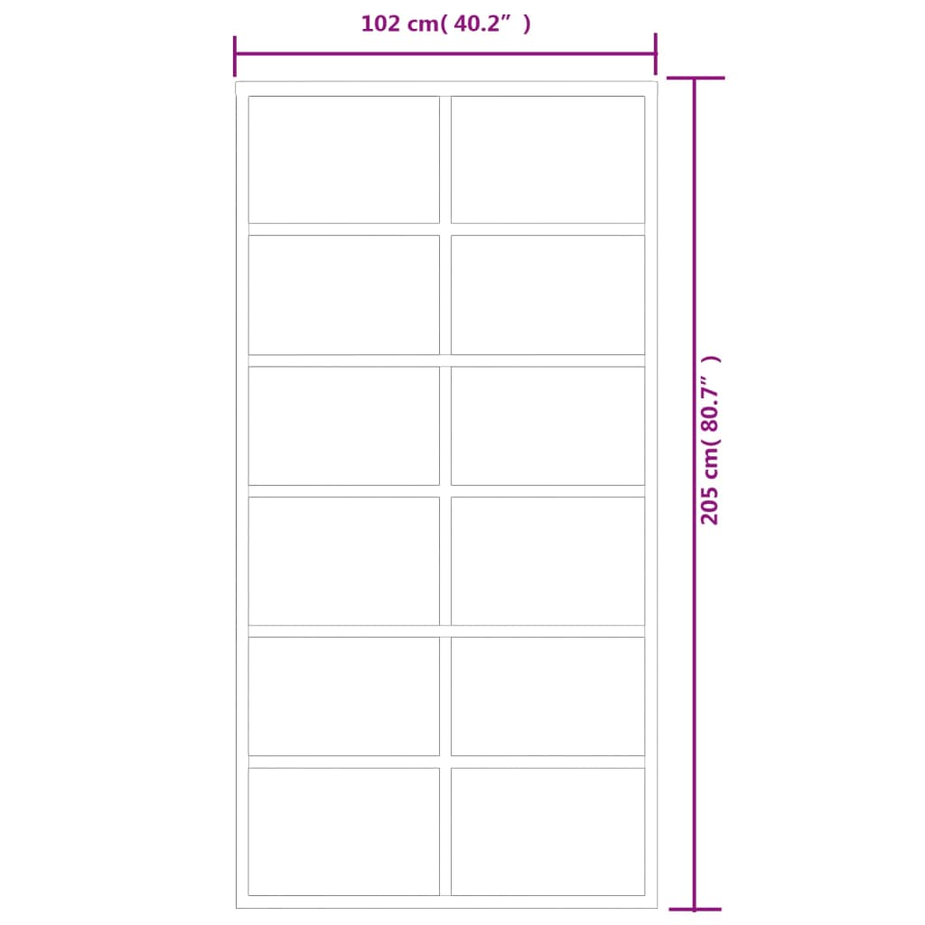 vidaXL Rennihurð með vélbúnaðarsetti ESG gler og ál 102x205 cm