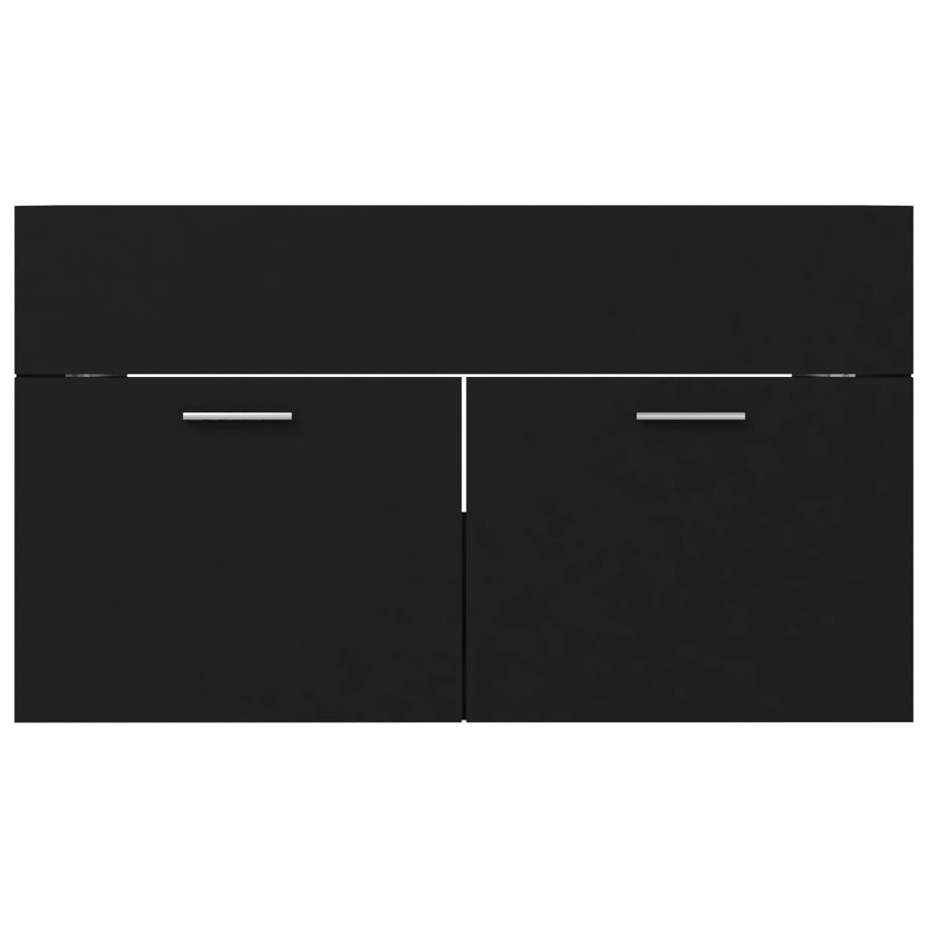 804657 vidaXL Sink Cabinet Black 80x38,5x46 cm Chipboard