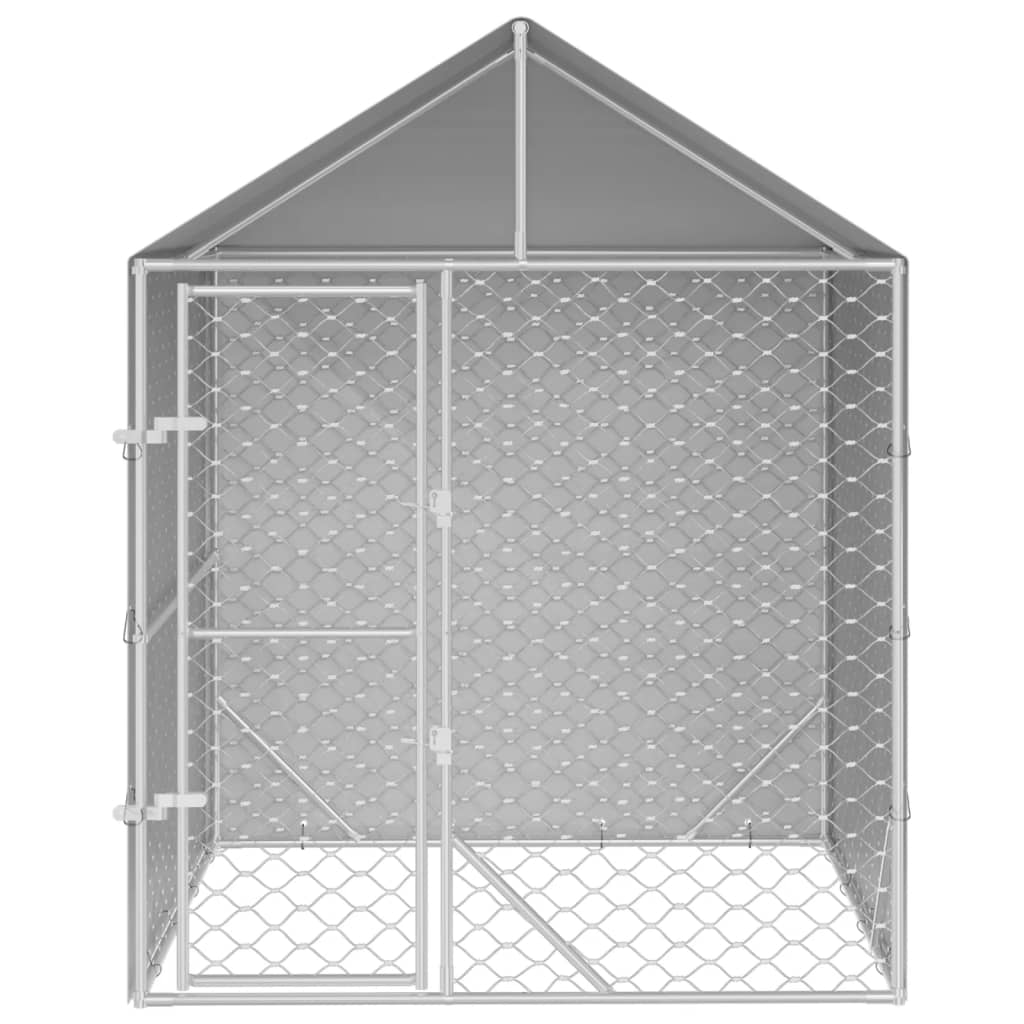 vidaXL Útihundaskýli með Þaki Silfurlitað 2x2x2,5 m Sinkhúðað Stál