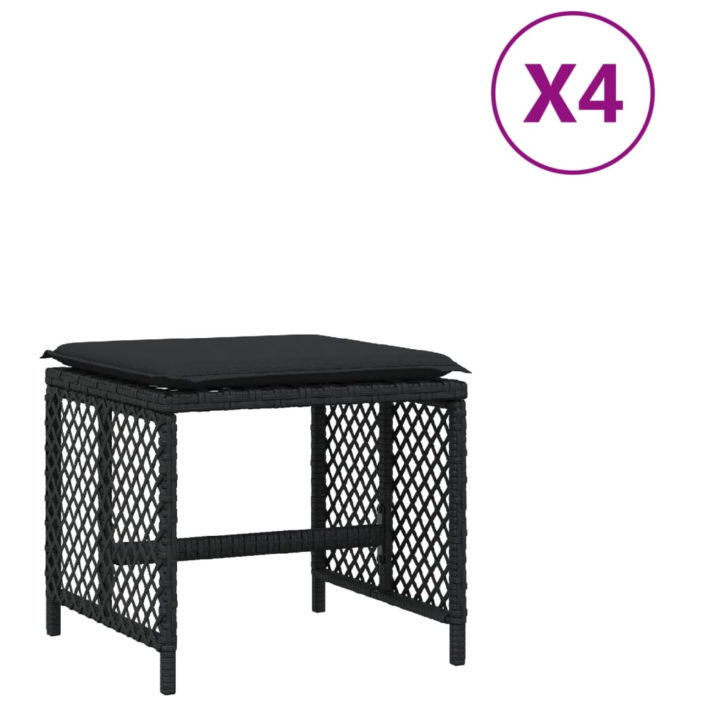 vidaXL Garðkollar Með Sessum 4 stk. 41x41x36 cm Pólýrattan