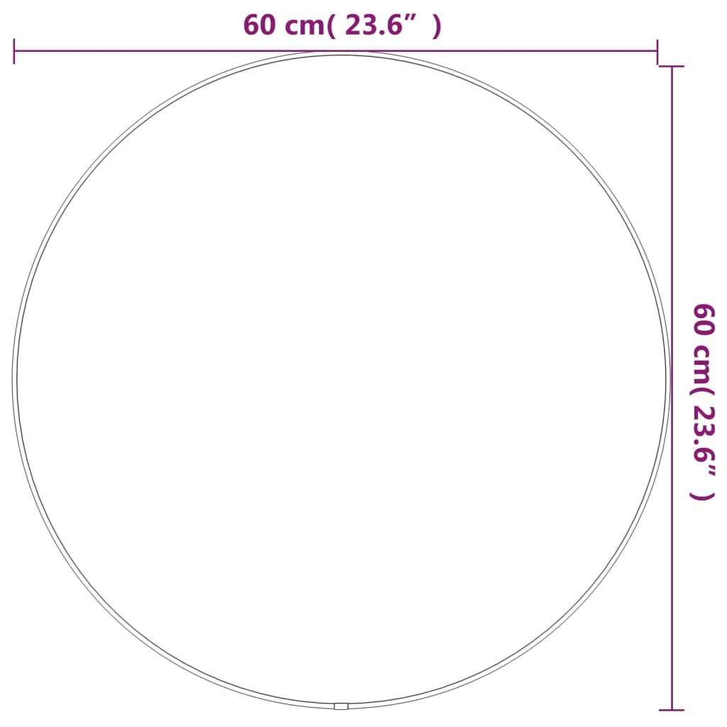 vidaXL Veggspegill Svartur Ø 60 cm Kringlóttur