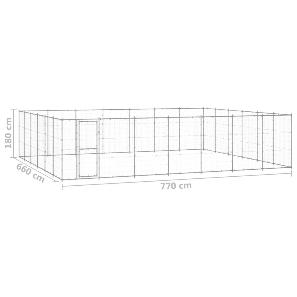 vidaXL Útihundabyrgi Galvanhúðað Stál 50,82 m²