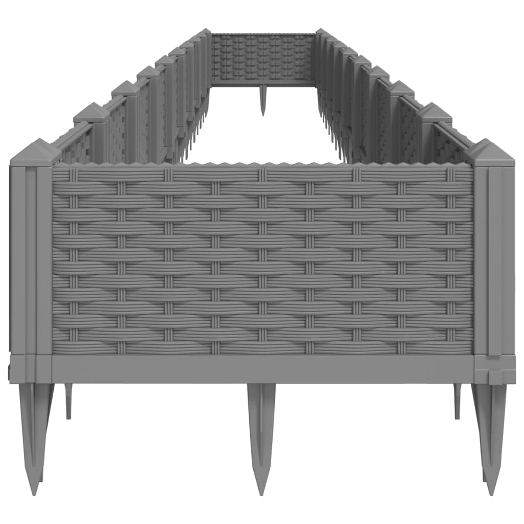 vidaXL Gróðurkassi á Fótum Ljósgrá 362,5x42,5x28,5 cm PP