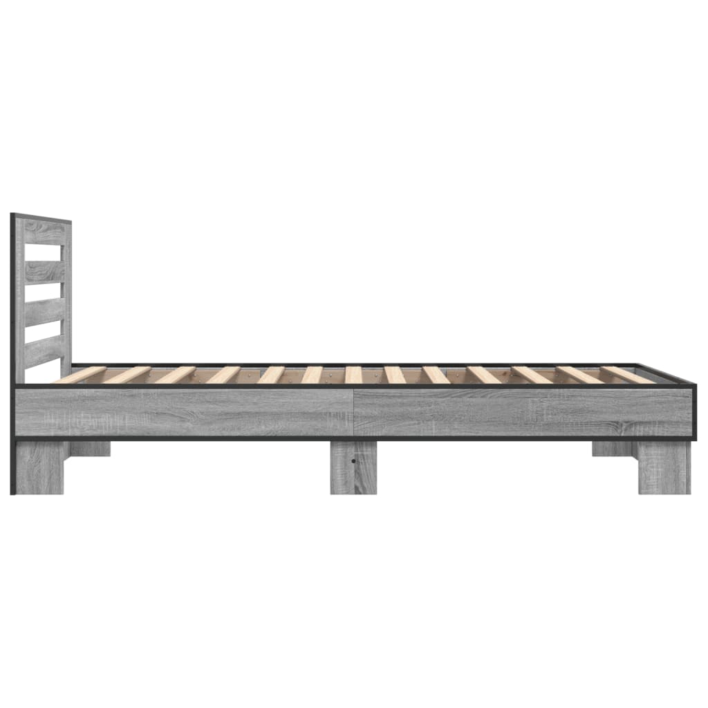 vidaXL Náttborð Grá Sonoma Eik 75x190 cm Samsettur Viður og málmur