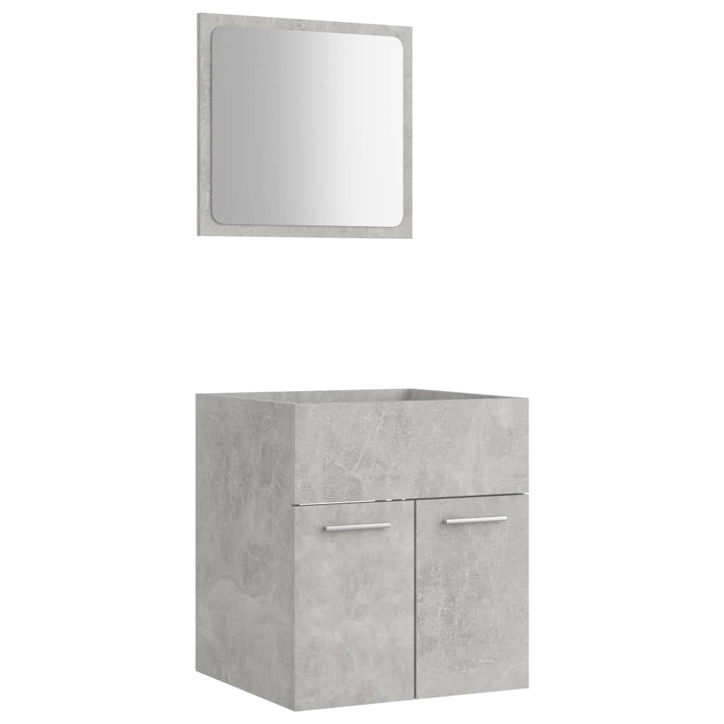 804777 vidaXL 2 Piece Bathroom Furniture Set Concrete Grey Chipboard
