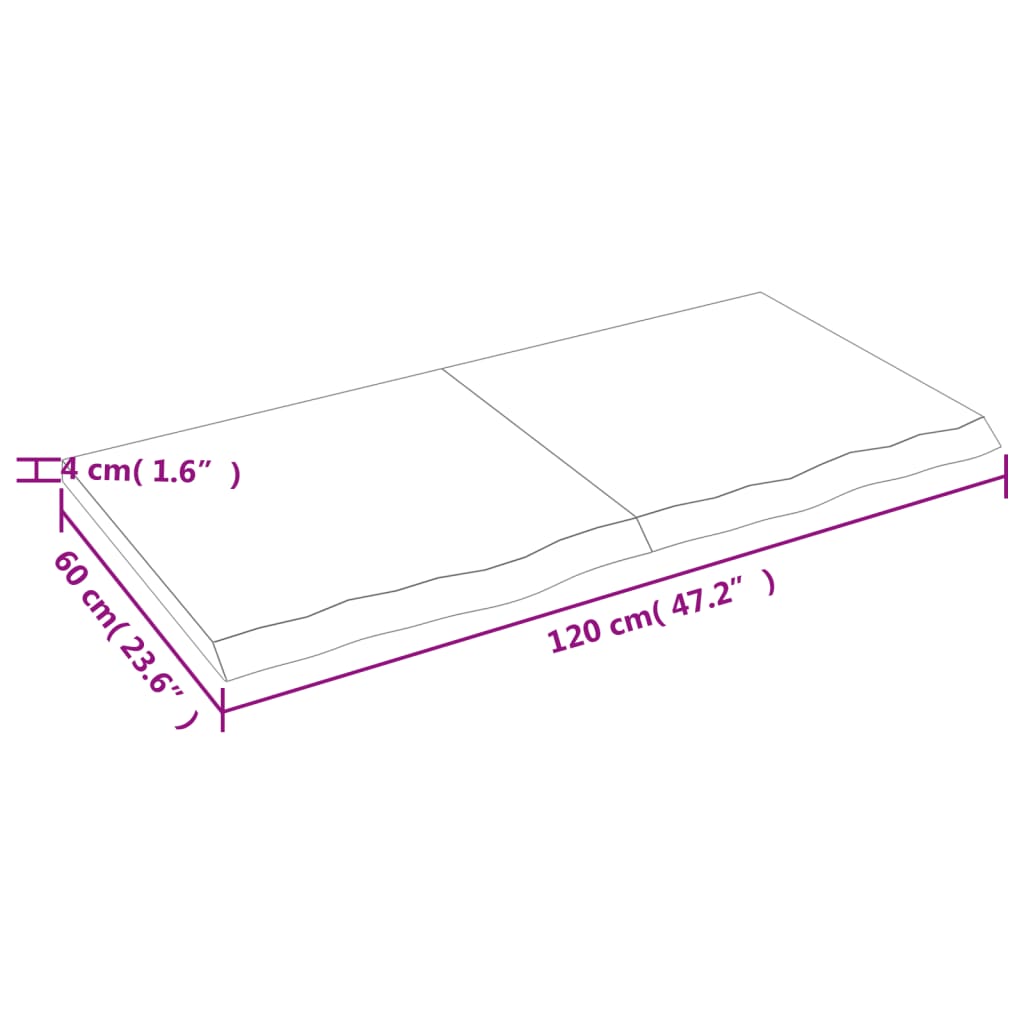 vidaXL Vegghilla Dökkbrún 120x60x(2-4) cm Meðhöndluð Gegnheil Eik