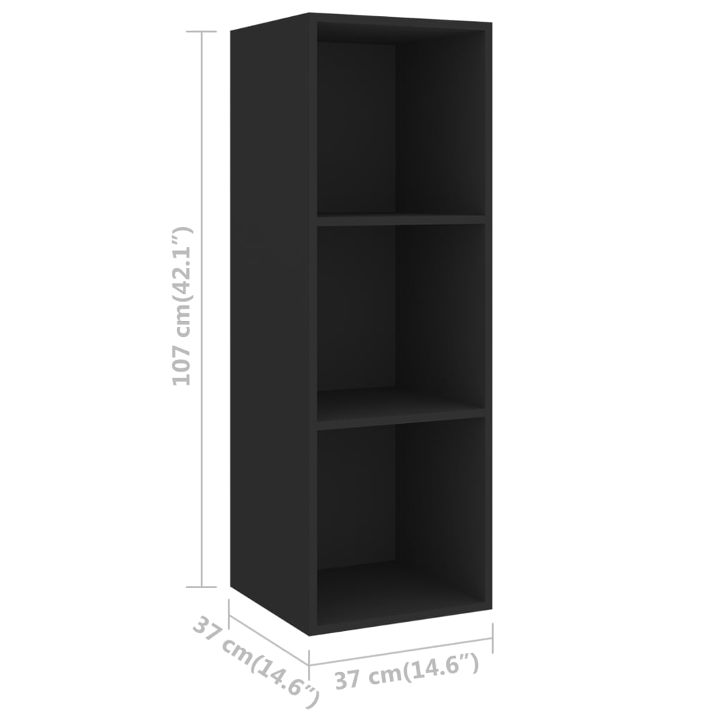 805481 vidaXL Wall-mounted TV Cabinet Black 37x37x107 cm Chipboard