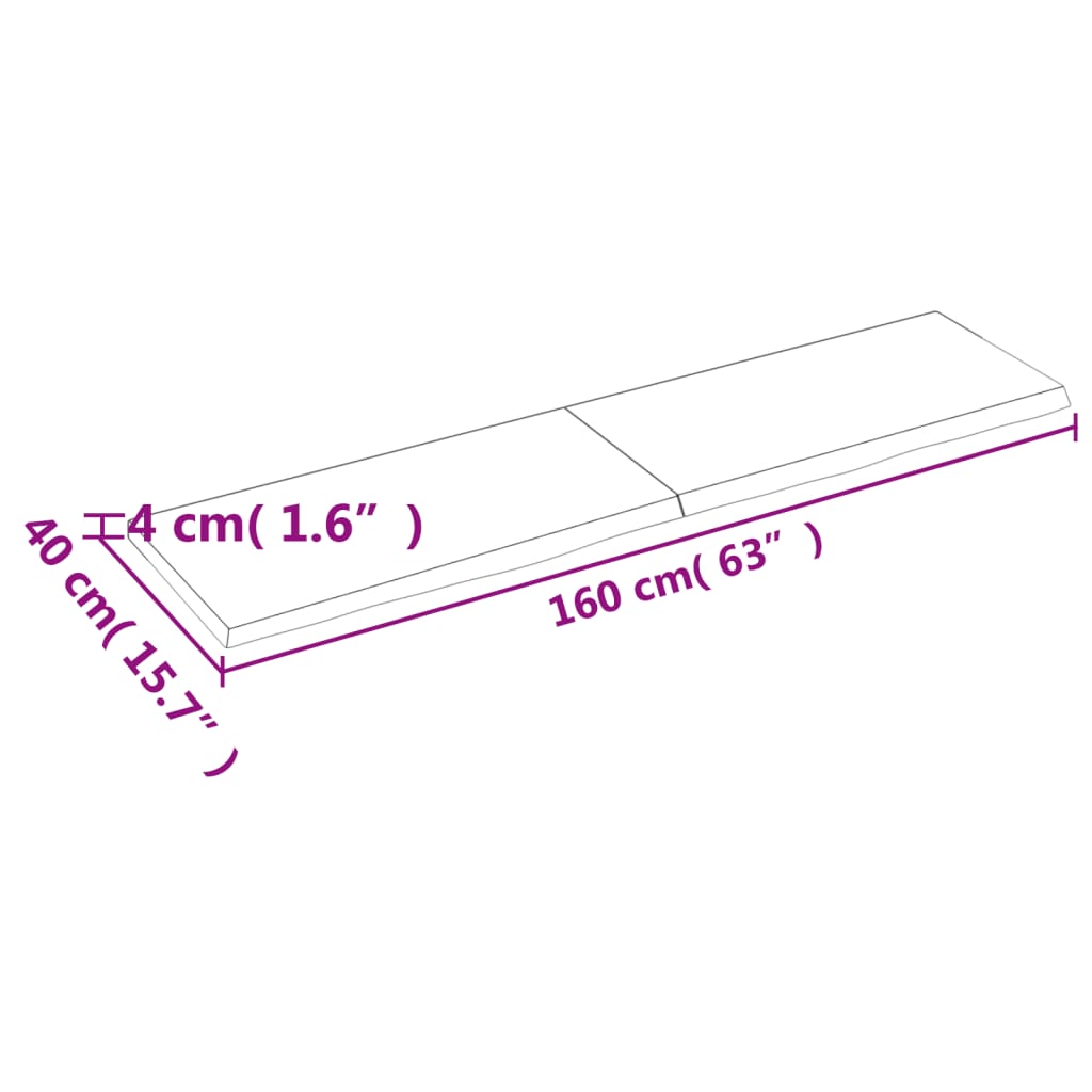 vidaXL Vegghilla 160x40x(2-4) cm Ómeðhöndlaður Gegnheill Eikarviður