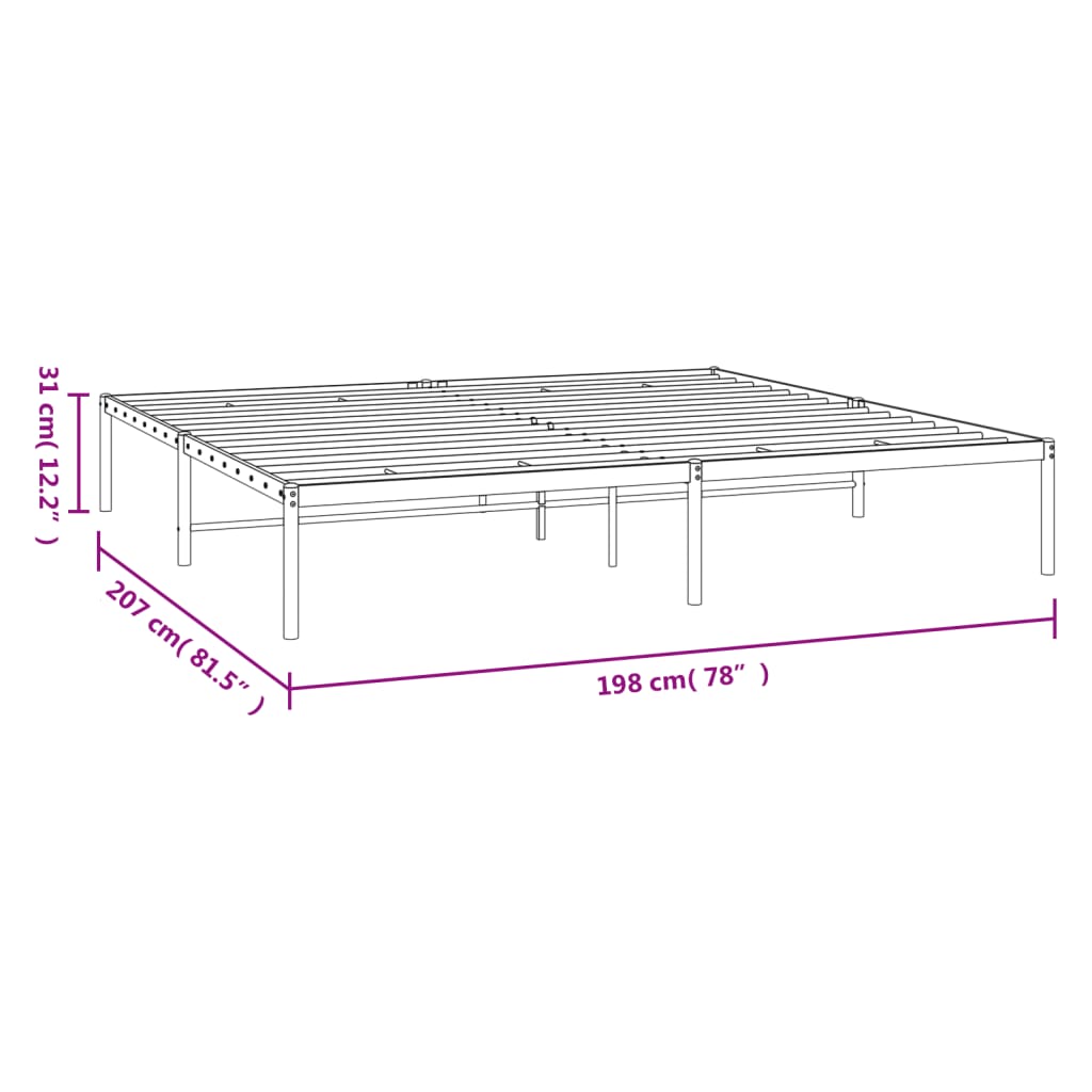 vidaXL Rúmgrind úr Málmi Hvít 193x203 cm